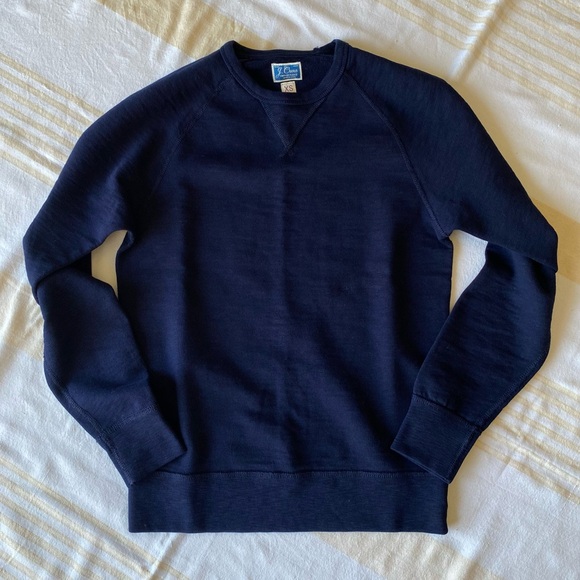 J. Crew NWOT Vintage French Terry 💯%Cotton Raglan Sleeve Sweatshirt in Navy XS - Picture 1 of 15